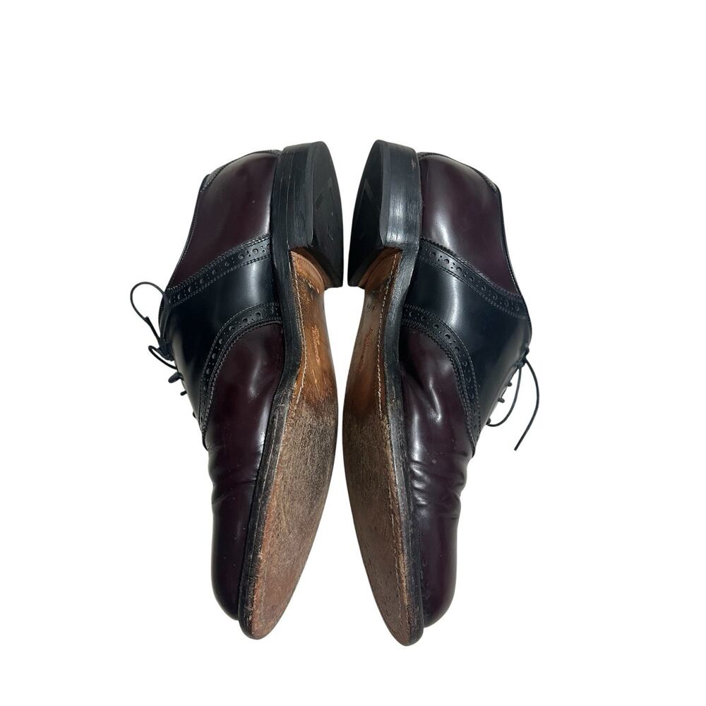 Allen Edmonds Polo Two Tone Burgundy 12 Black Saddle Mens Dress Shoe 8271 Formal - Picture 3 of 12
